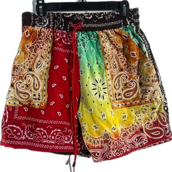 Avenue C Multicolor Paisley Bandana 100% Cotton Unisex Shorts Med Retails $180